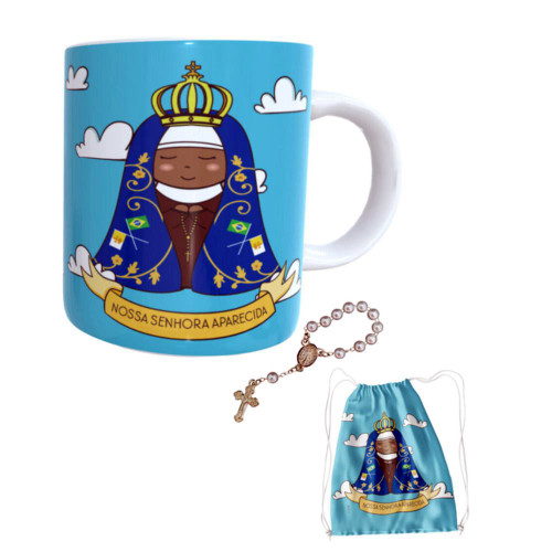 Caneca Nossa Senhora Aparecida Com Terço