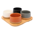 Conjunto Petisqueira Com Bandeja de Bambu E 4 Potes