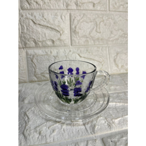 Xícara de Café Com Pires Lavanda