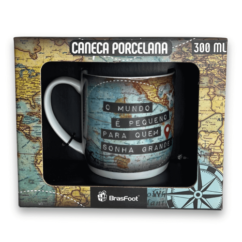 CANECA PORCELANA - O MUNDO E PEQUENO