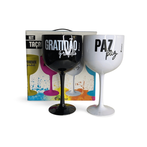 TAÇA GIN COM 2 UNIDADES FÉ - PAZ E GRATIDÃO