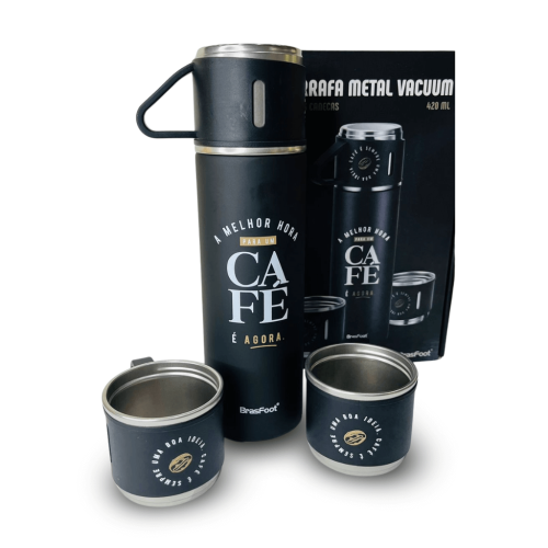 GARRAFA TÉRMICA COM 3 CANECAS - CAFÉ E AGORA