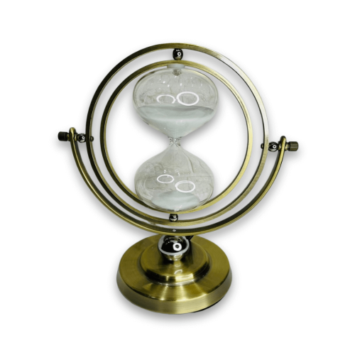 AMPULHETA DECORAÇÃO DE METAL GIRATÓRIA