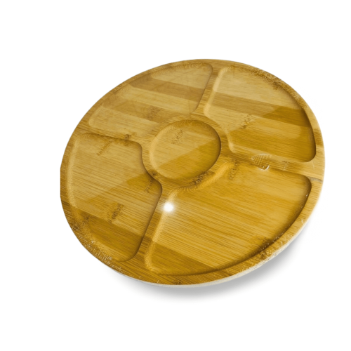 Petisqueira Com 5 Divisórias de Bambu