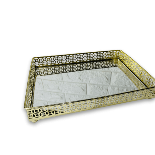 BANDEJA EM METAL COM ESPELHO