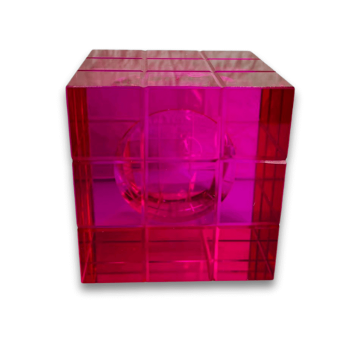 ESCULTURA DECORAÇÃO CRISTAL (ROSA) 8X8X8CM (FLORARTE)