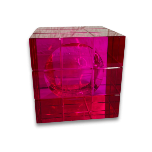 ESCULTURA DECORAÇÃO CRISTAL (ROSA) 10X10X10CM