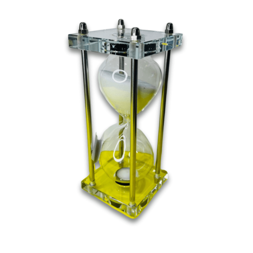 AMPULHETA DECORATIVA VIDRO 15 MINUTOS (PRATA BRANCO)