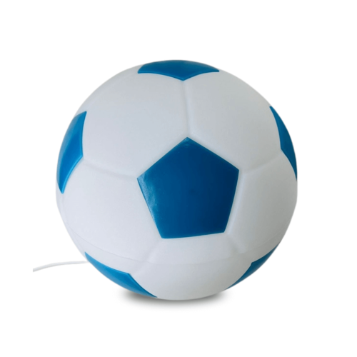 LUMINÁRIA BOLA DE FUTEBOL BRANCA E AZUL