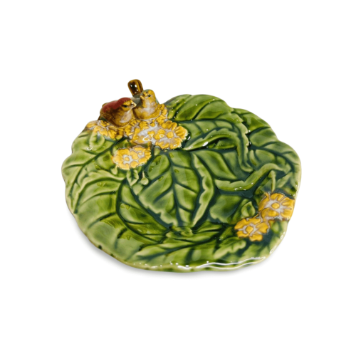 Petiskeira Passarinho Folha Redonda Porcelana