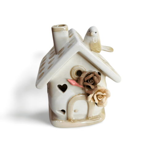 Casinha Passarinho Porcelana Com Luz