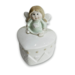 Porta Joia Coração Anjo Porcelana