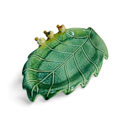 Petiskeira Folha 3 Passarinhos Porcelana