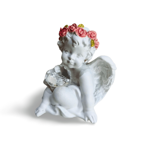 ANJO BRANCO SENTADO COM LUZ