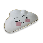 Porta Joia Cerâmica Gato Branco E Dourado