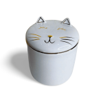 Pote de Cerâmica Gato Branco E Dourado