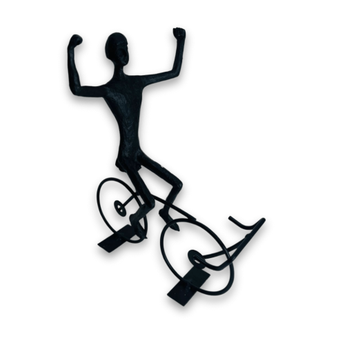 Ciclista Decorativo de Resina Preto