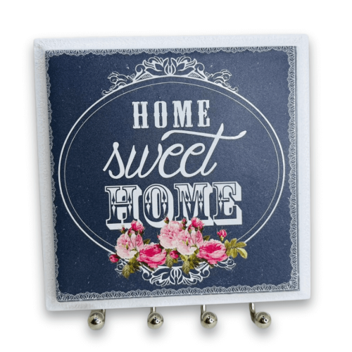 PORTA CHAVES AZULEJO HOME SWEET HOME 11X11CM