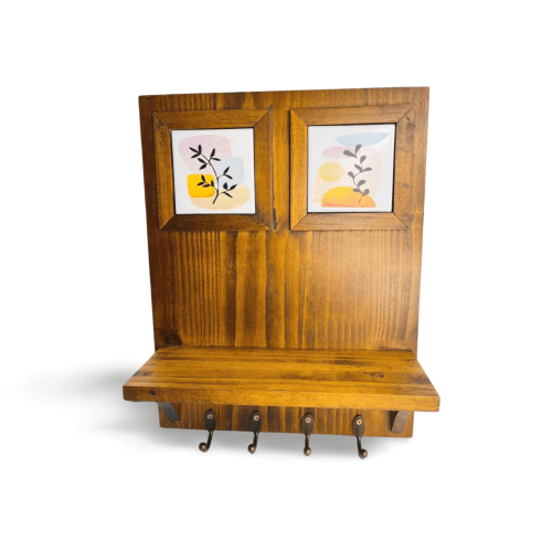 PRATELEIRA AZULEJOS E MADEIRA PLANTAS