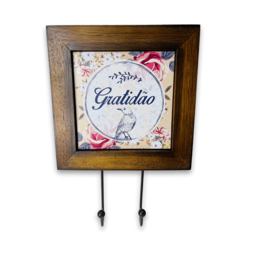 Quadro Cabideiro Gratidão - 23X23Cm