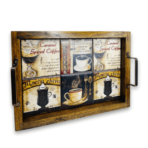 BANDEJA DE AZULEJO E MADEIRA