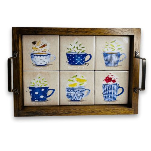 BANDEJA DE AZULEJO E MADEIRA