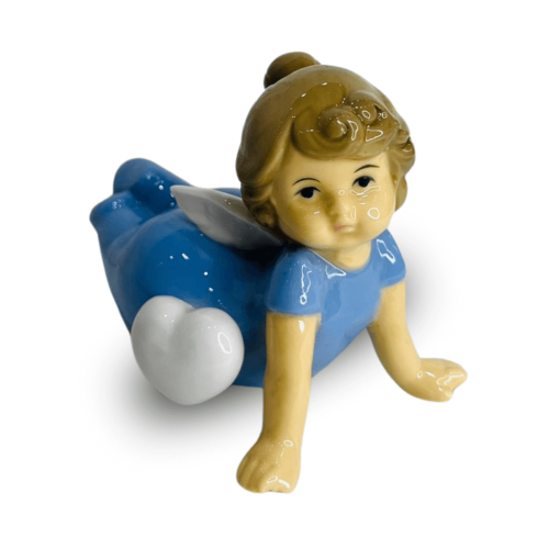 ESCULTURA DE PORCELANA AZUL ANJO