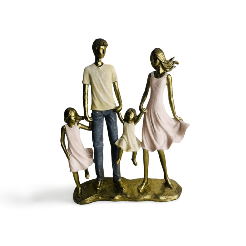 FAMÍLIA DECORATIVA CASAL COM 2 MENINAS