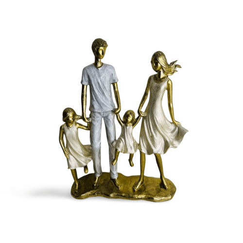 FAMÍLIA DECORATIVA CASAL COM 2 MENINAS