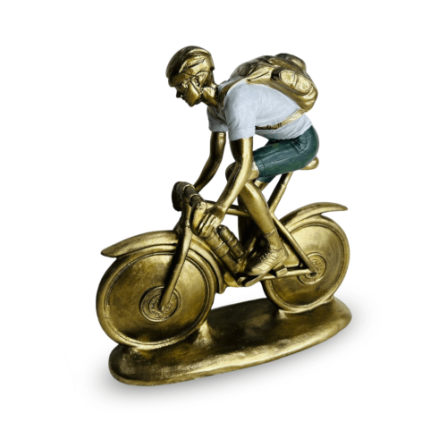 ESTATUETA HOMEM COM BICICLETA