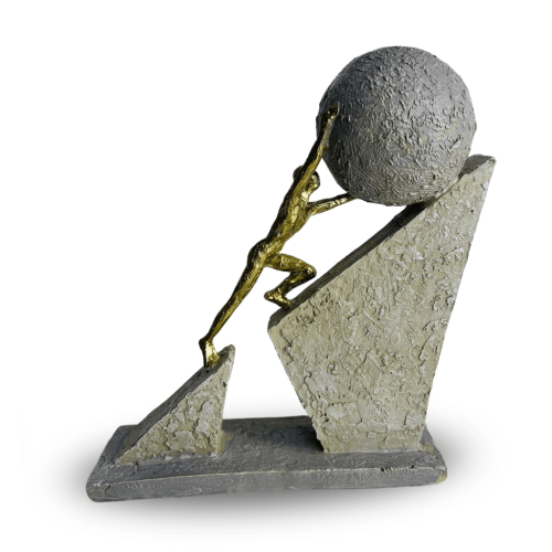 ESCULTURA DECORATIVA HOMEM SEGURANDO O MUNDO