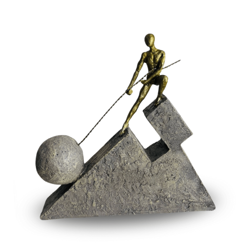 ESCULTURA DECORATIVA HOMEM PUXANDO O MUNDO