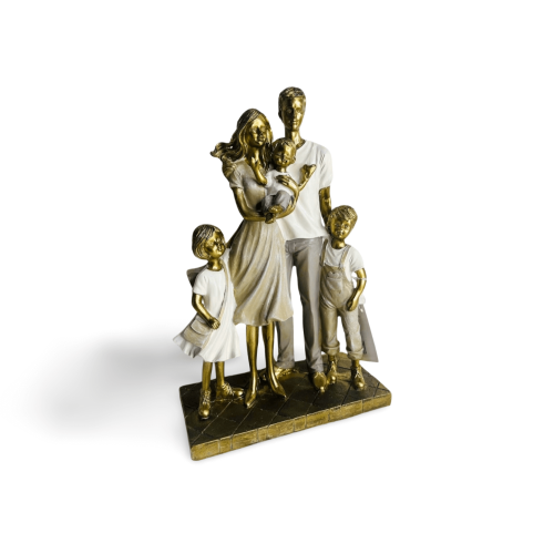 FAMÍLIA DECORATIVA CASAL COM 1 MENINA E 2 MENINOS