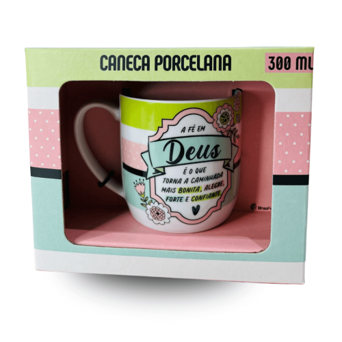 CANECA PORCELANA URBAN - FÉ EM DEUS