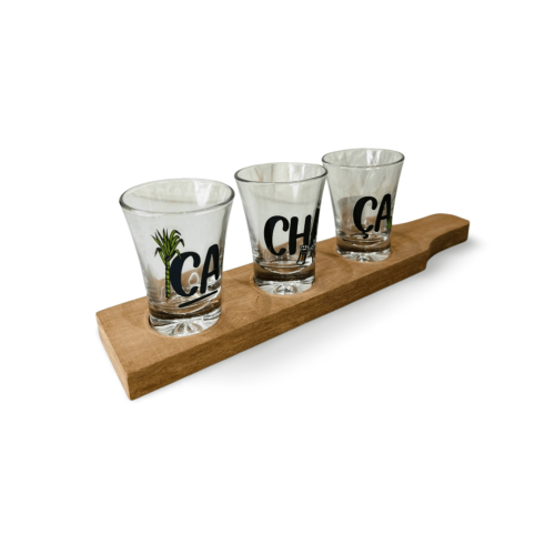 Copo Dose Com 3 Unidades Régua Madeira - Cachaça