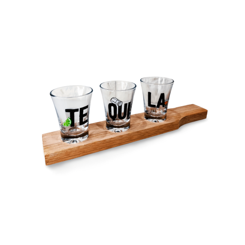 COPO DOSE COM 3 UNIDADES RÉGUA MADEIRA - TEQUILA