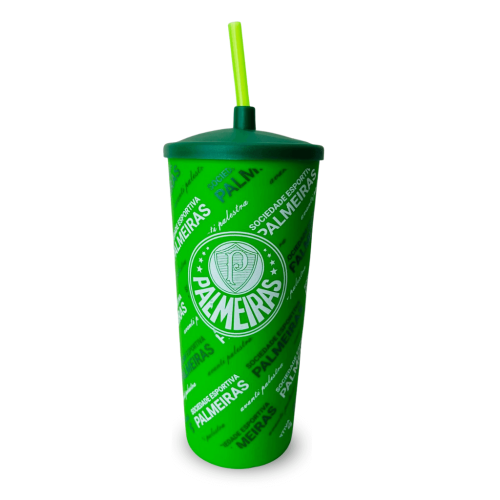 Copo Plástico Com Canudo - Palmeiras