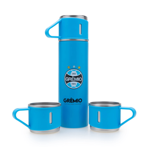 Garrafa Metal Vacuum Térmica Com 3 Canecas - Grêmio