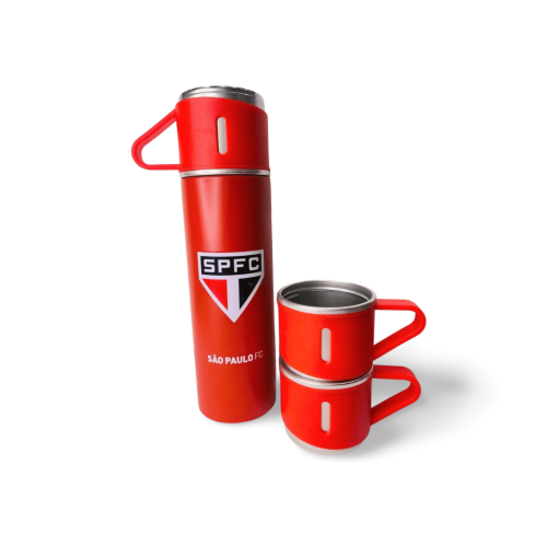 Garrafa Metal Vacuum Térmica Com 3 Canecas - São Paulo