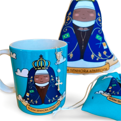 Caneca Nossa Senhora Aparecida Com Terço