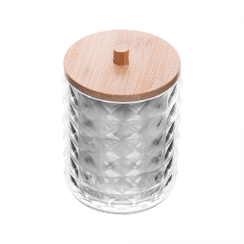 Porta Cotonete Com Tampa de Bambu