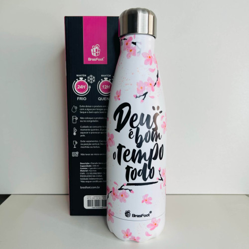 Garrafa Térmica Metal Neo 500Ml Fé - Deus E Bom O
