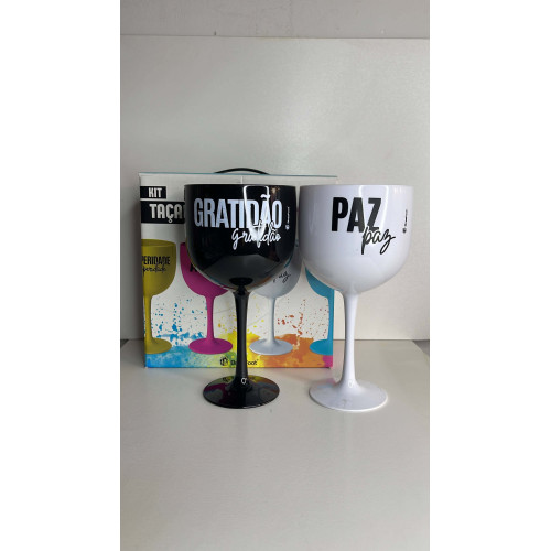 Taça Gin Com 2 Unidades Fé - Paz E Gratidão