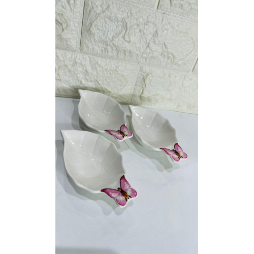 Conjunto 3 Bowls Porcelana Borboletas 13X7X3Cm