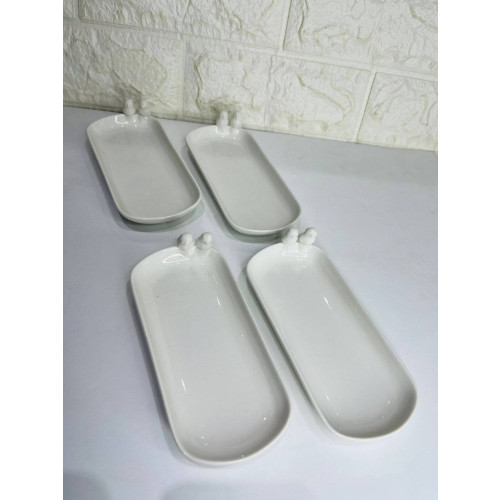 Conjunto 4 Petisqueiras Porcelana Birds 16X7X3,5Cm