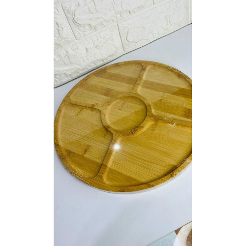 Petisqueira Com 5 Divisórias de Bambu