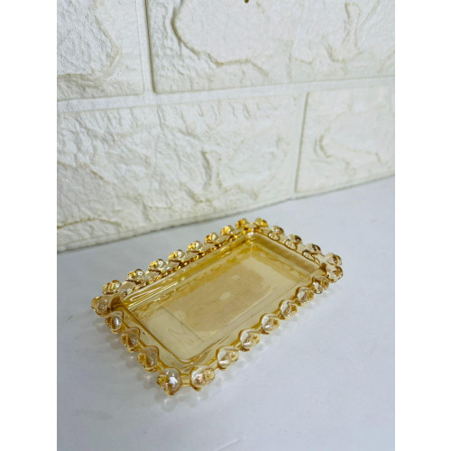Mini Travessa Retangular de Cristal de Chumbo Coração Âmbar
