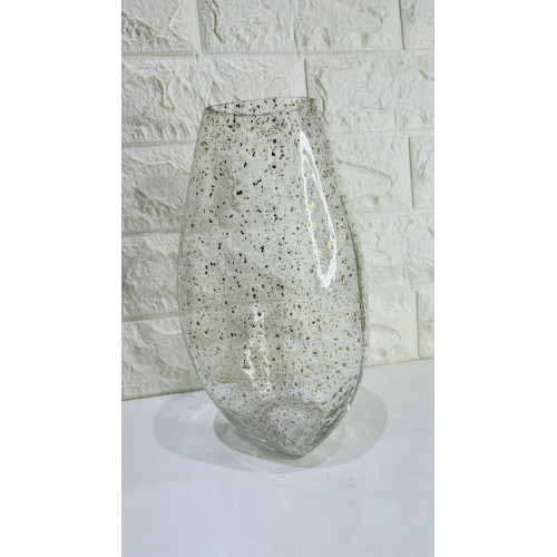 Vaso Em Vidro Transparente E Dourado