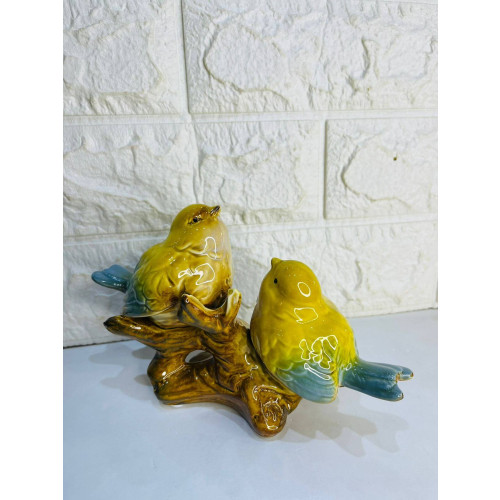 Passarinho Duplo No Galho Porcelana