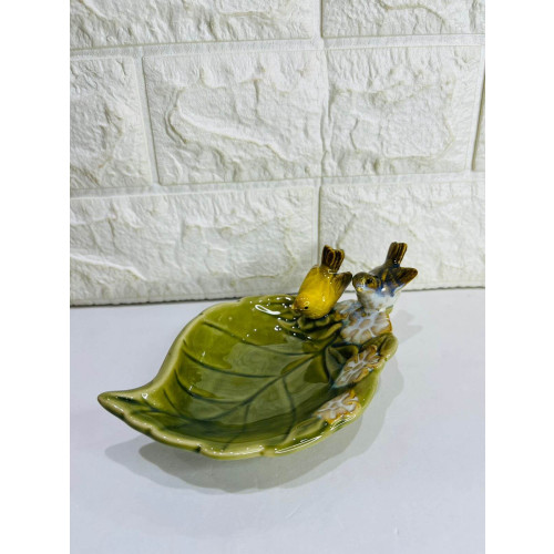 Petisqueira Folha Passarinho Porcelana